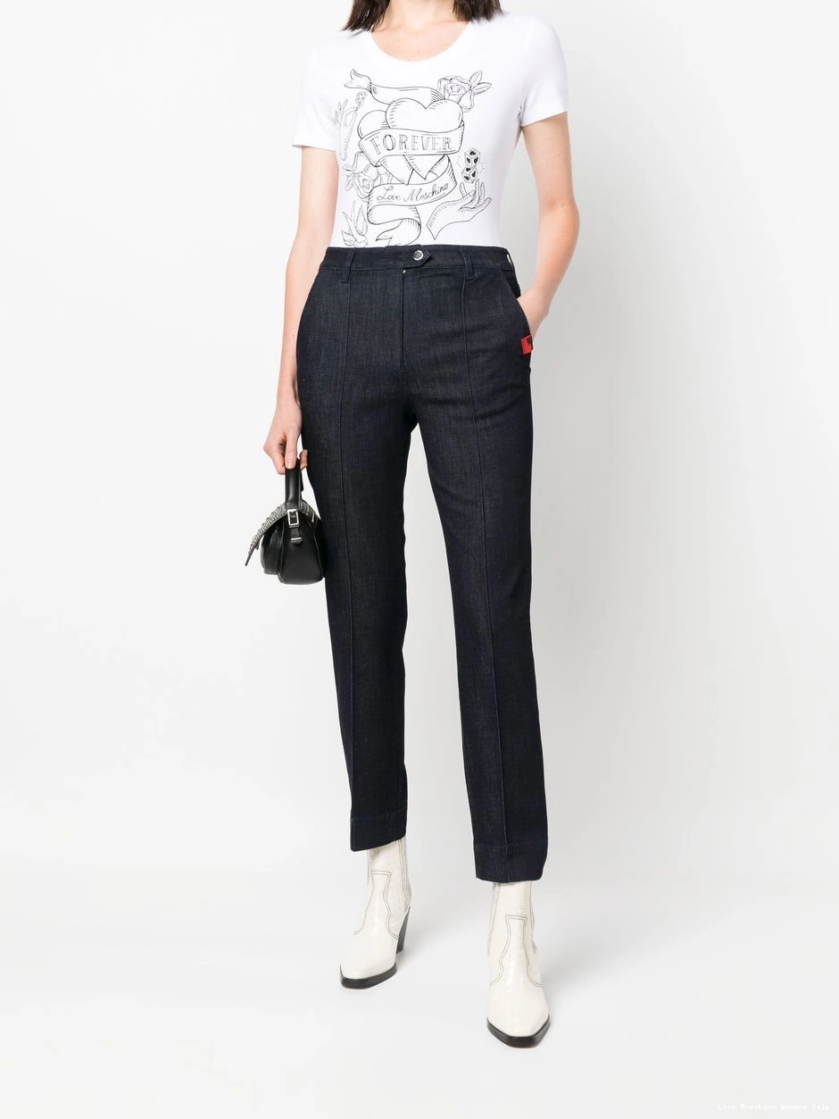Affordable Moschino Love cropped Women logo-patch jeans 0501